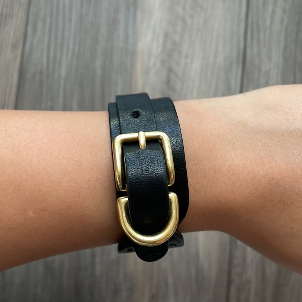 Shinola double wrap leather bracelet